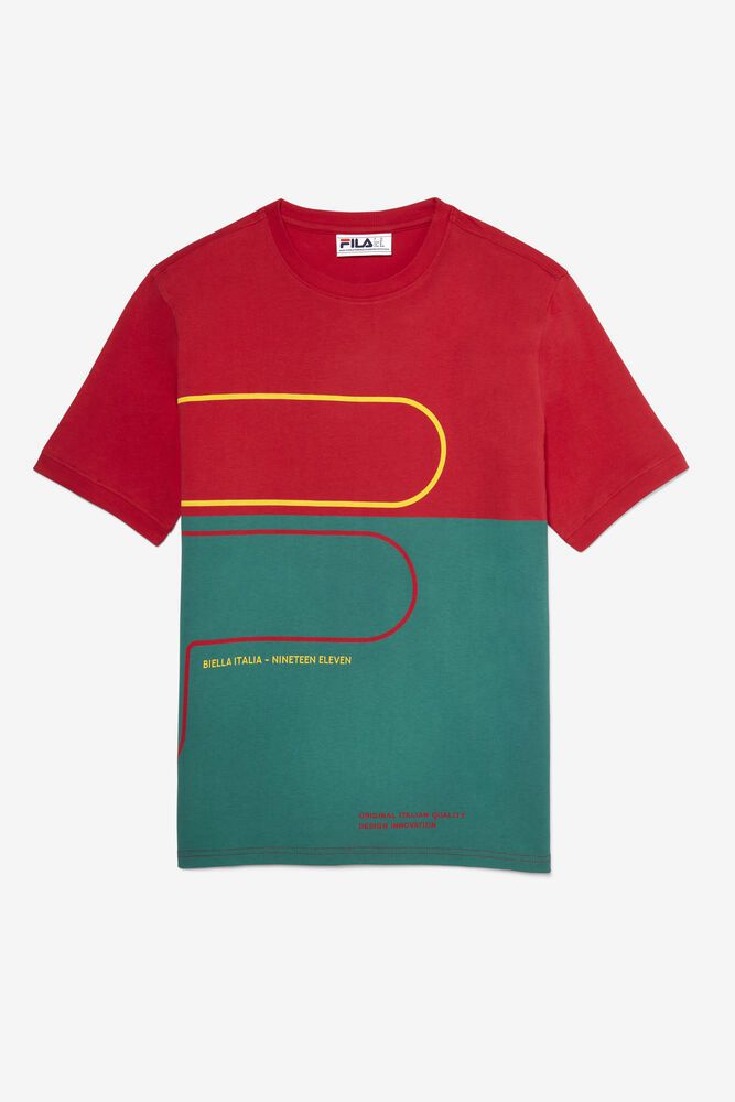 Fila Salza Red T-Shirt Mens - NZ 42107-DUPJ